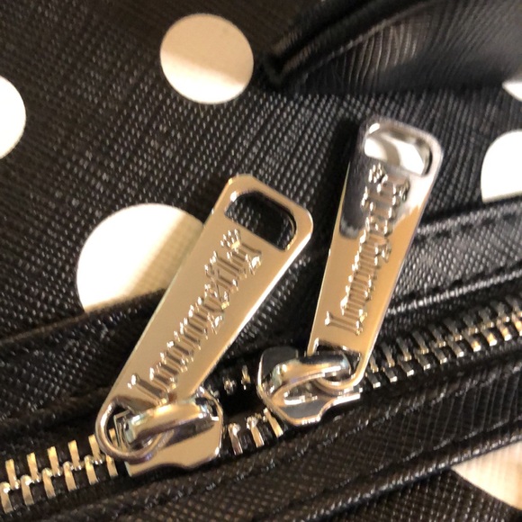 Loungefly Disney Minnie Mouse White & Black Polka Dot Faux Leather Mini Backpack - Picture 3 of 4